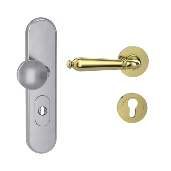 Kombi-Schutz-Garnitur TITANO_882 ES1 EM 72mm Zylinderabdeckung Tür 38-50mm L CAROLA Messing-Optik