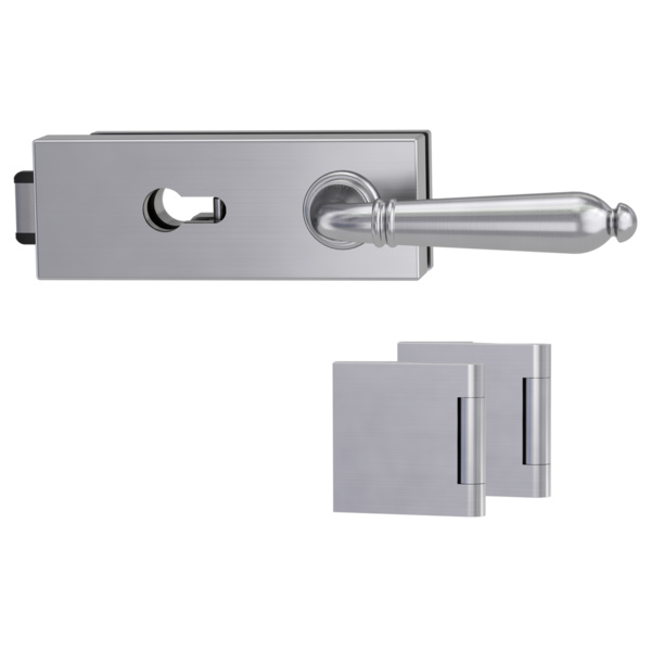 Glastürbeschlagset PURISTO S Profilzylinder Flüster 3-tlg. Bänder CAROLA Samtgrau