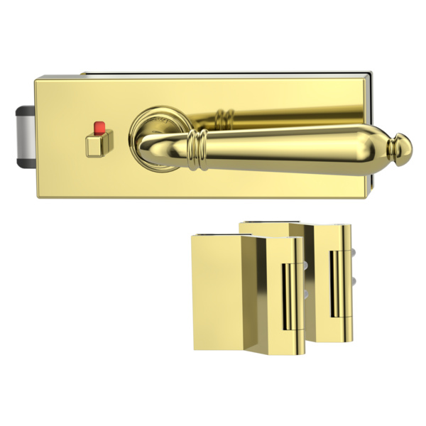 Glastürbeschlagset PURISTO S smart2lock Flüster 3-tlg. Bänder CAROLA Messing-Optik