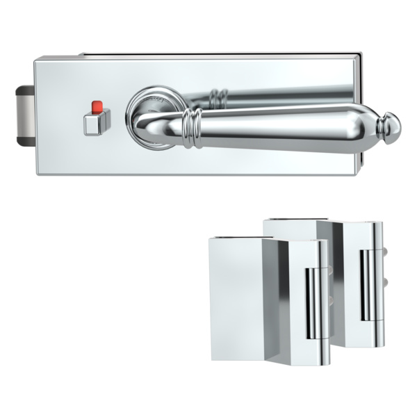 Glastürbeschlagset PURISTO S smart2lock Flüster 3-tlg. Bänder CAROLA Chrom-Optik