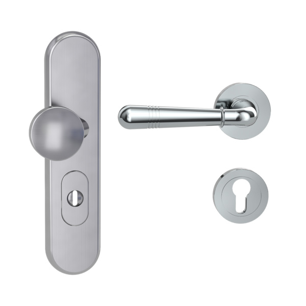 Kombi-Schutz-Garnitur TITANO_882 ES1 EM 72mm Zylinderabdeckung Tür 38-50mm L FABIA Chrom