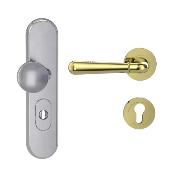 Kombi-Schutz-Garnitur TITANO_882 ES1 EM 72mm Zylinderabdeckung Tür 38-50mm L FABIA Messing-Optik