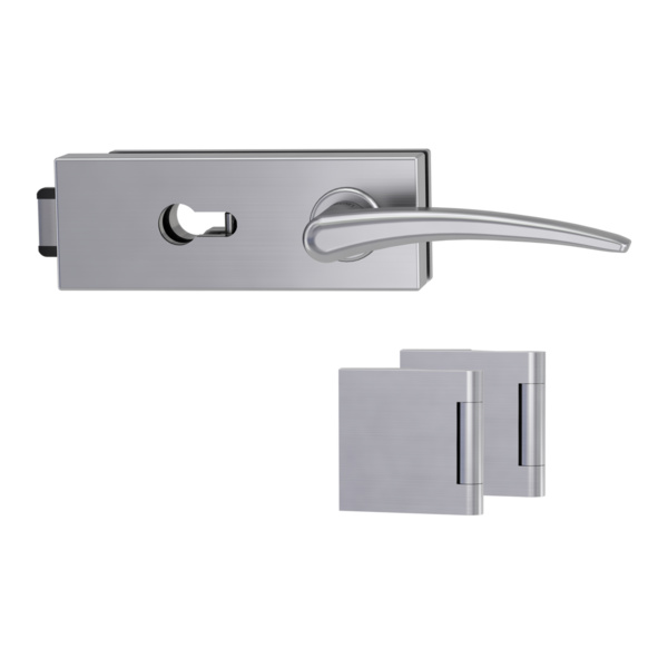 Glastürbeschlagset PURISTO S Profilzylinder Flüster 3-tlg. Bänder MARISA Samtgrau