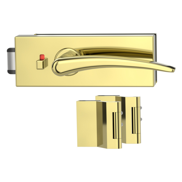 Glastürbeschlagset PURISTO S smart2lock Flüster 3-tlg. Bänder MARISA Messing-Optik