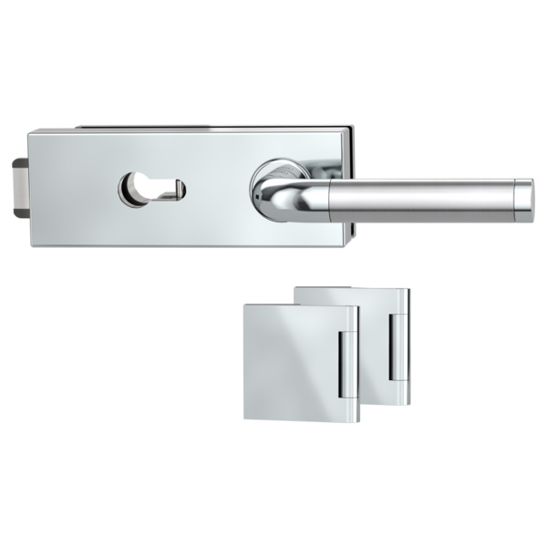 Glastürbeschlagset PURISTO S Profilzylinder Flüster 3-tlg. Bänder SIMONA Edelst. poliert