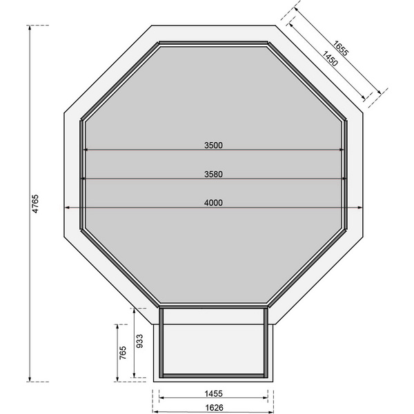 Pool Modell 1 X SET kdi mit Innenhülle blau, Terr. 3995x3995x1211mm