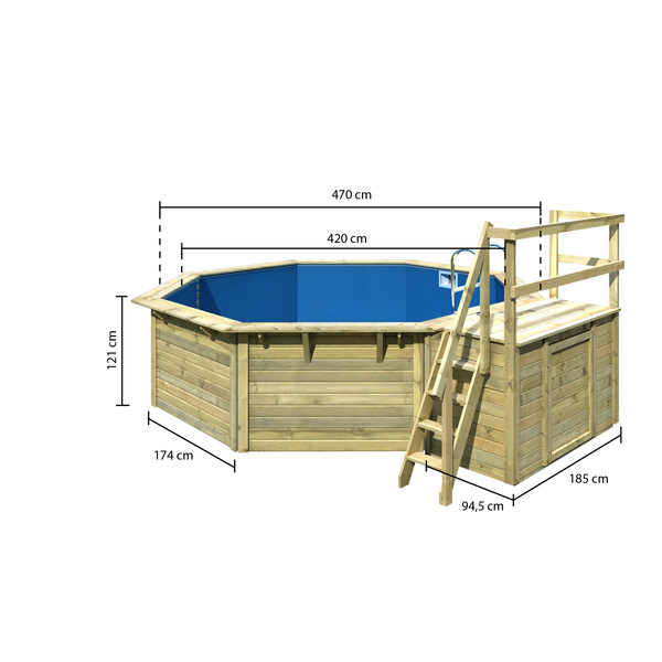 Pool Modell 2 X SET kesseldruckimp. mit Innenhülle blau, SonnenTerr. 4695x4695x1211mm