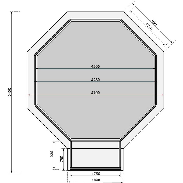 Pool Modell 2 X SET kesseldruckimp. mit Innenhülle blau, SonnenTerr. 4695x4695x1211mm