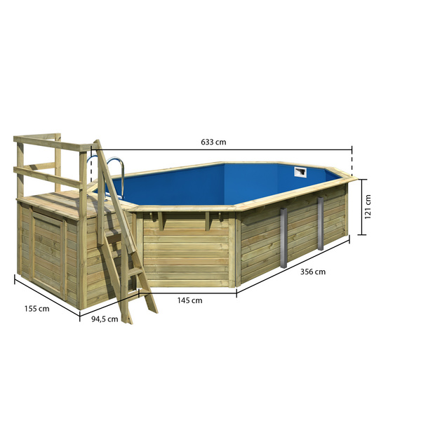 Pool Modell 4 X SET kesseldruckimp. mit Innenhülle blau, Terr. 4000x6110x1211mm