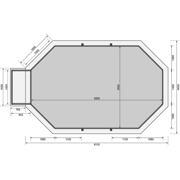 Pool Modell 4 X SET kesseldruckimp. mit Innenhülle blau, Terr. 4000x6110x1211mm