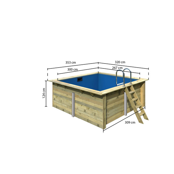 44 mm Pool 1 SET inkl. Filterpaket klein, Skimmer 3530x3200x1240mm