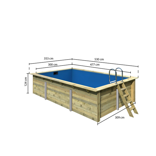 44 mm Pool 3 SET inkl. Filterpaket klein, Skimmer 3530x5300x1240mm