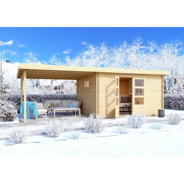 Gartenhaus "Trittau 4" SET naturb. mit Schleppdach 300cm Breite 2970x6480x2170mm