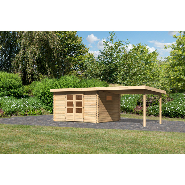 Gartenhaus "Trittau 4" SET naturb. mit Schleppdach 300cm Breite 2970x6480x2170mm
