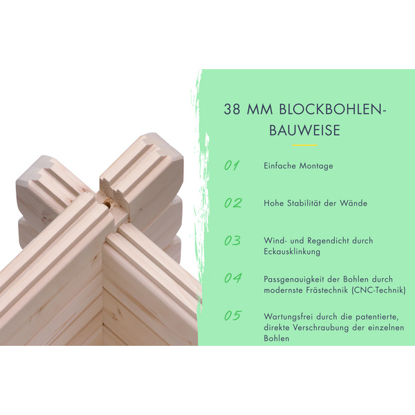 Gartenhaus "Trittau 5" SET naturb. mit Schleppdach 300cm Breite 2970x6790x2170mm