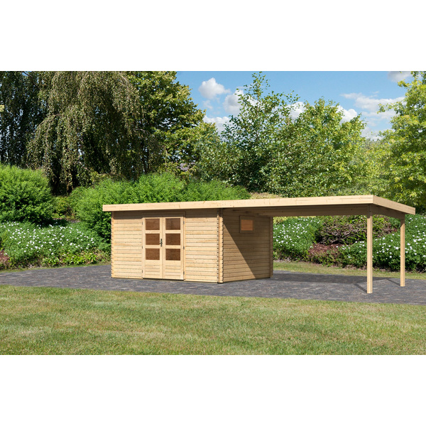 Gartenhaus "Trittau 5" SET naturb. mit Schleppdach 400cm Breite 2970x7690x2170mm