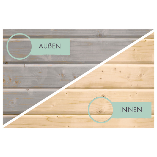 Gartenhaus "Merseburg 2" SET vorvergraut mit Anbaudach 1260x3200x2190mm