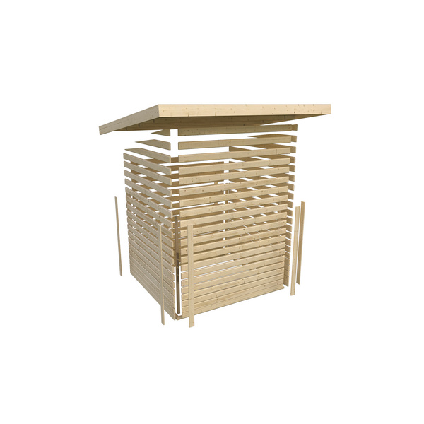 Gartenhaus "Kandern 1" SET naturb. mit Anbaudach 2,35m Breite 2040x4080x2220mm