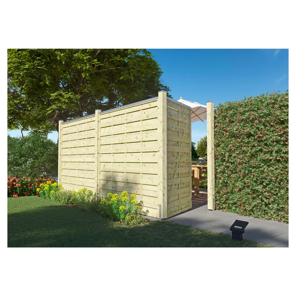 Maxi-Massiv-Zaun 60x180cm Rahmen 45/45mm kdi grün Lamellen geriffelt & geschraubt