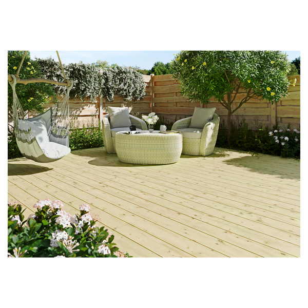 Terrassendiele Kiefer KDI grün beidseitig geriffelt - 25 x 145 mm