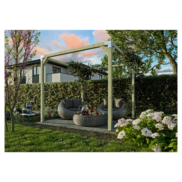 QUATTRO-Pergola 2 240x270x240cm Pfosten 9x9cm inkl Metall-Steckverbinder ohne Schrauben DIY-Bausatz