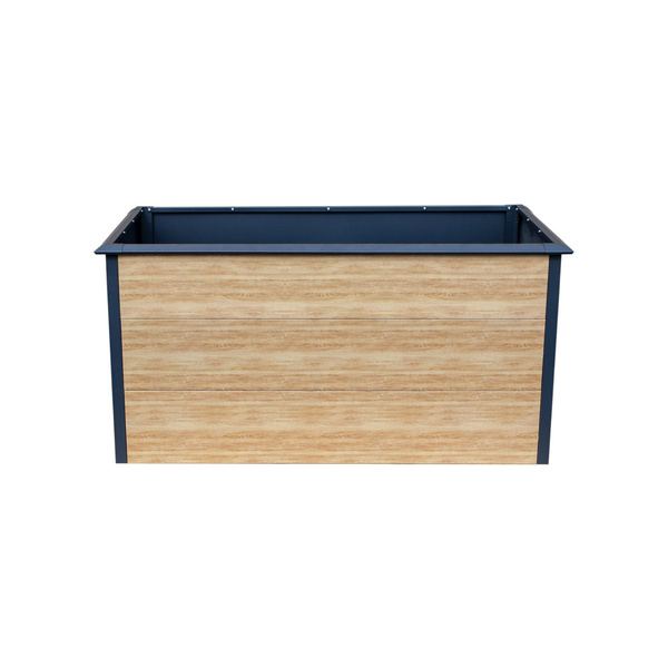 EMMI Metall-Hochbeet Holzdekor 150x75x77cm Stahl verz. pulverbesch. mit Schneckenschutzkante