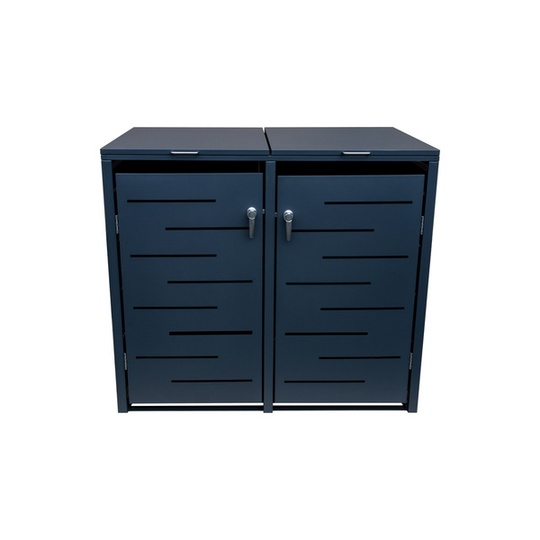 OSKAR Mülltonnenbox ANTHRAZIT 132x80x116cm Stahl verz. pulverbesch. Für 2 Tonnen bis 240 Liter