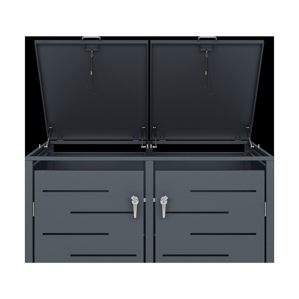 OSKAR Mülltonnenbox ANTHRAZIT 132x80x116cm Stahl verz. pulverbesch. Für 2 Tonnen bis 240 Liter