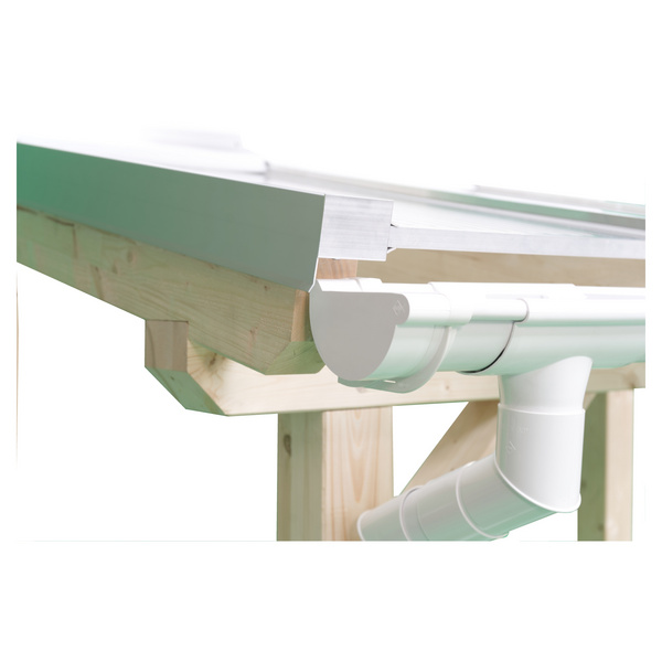 KATTO Terrassenüberd. 4080x5000mm Leimholzbaus. mit Polyclear klar Zub. pressbl. Rinne PVC-grau