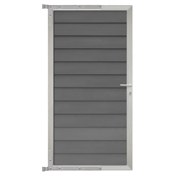 Tor Sichtschutzzaun BPC schiefergrau/silber "SKÄR"