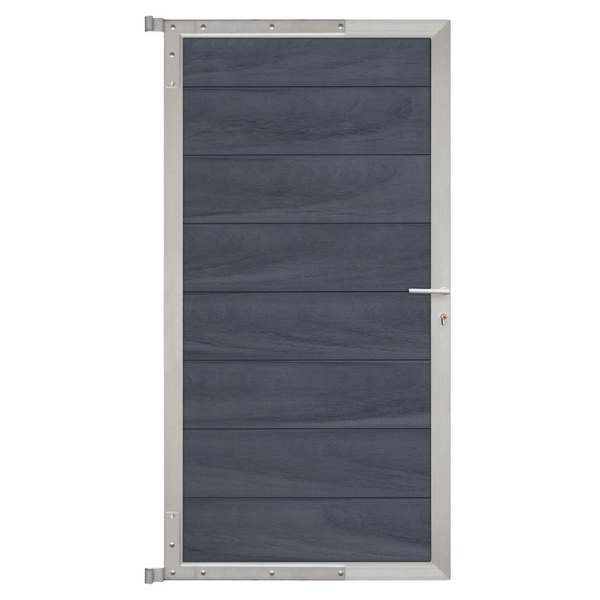 Tor Sichtschutzzaun WPC greystone/silber "ÖLAND"