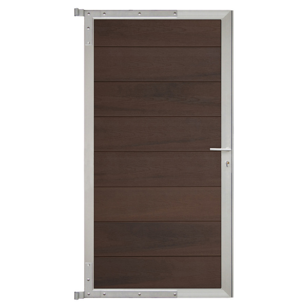 Tor Sichtschutzzaun WPC ipé/silber "ÖLAND"