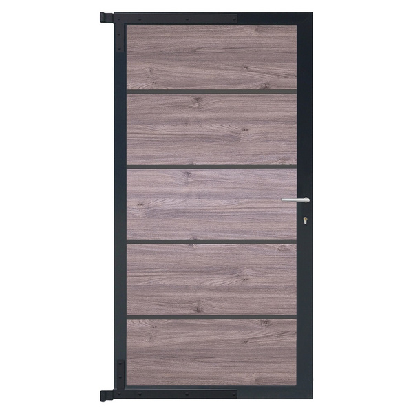 Tor Sichtschutzzaun WPC Esche grau/anthrazit "FARÖ"