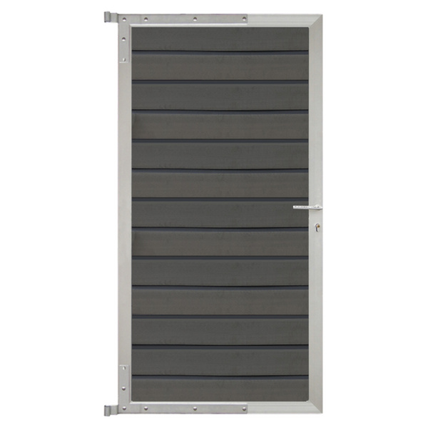 Tor Sichtschutzzaun WPC Grau/Silber "WOLLBACH"