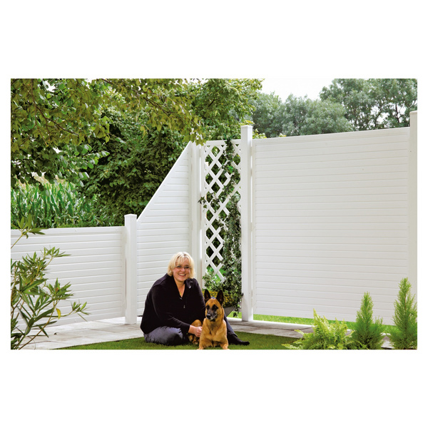 Sichtschutzzaun Kunststoff weiß "LIGHTLINE Nut und Feder"