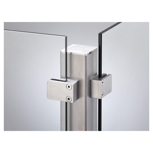 VETRO Eckpfosten V4A 60/60x1570mm zum Einbetonieren Klemmbacken über Eck