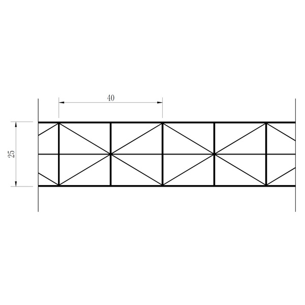 Thermo Polycarbonat X-Struktur 980x6000mm glasklar 25mm