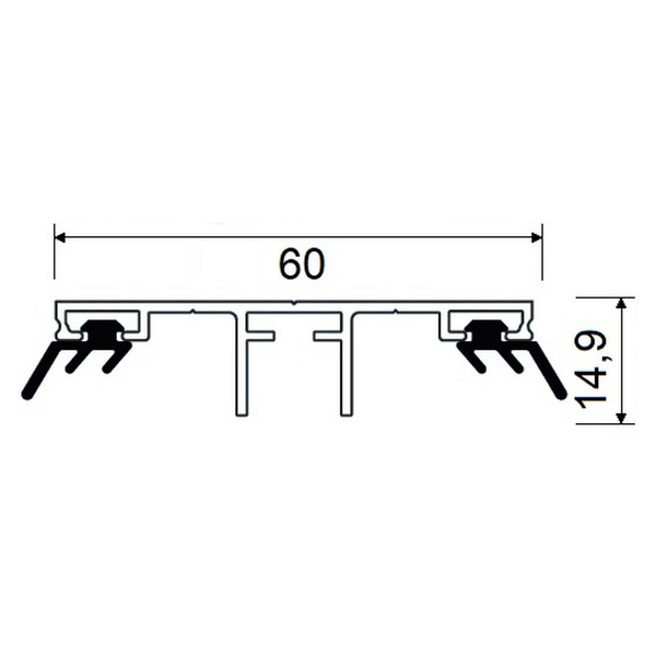 Universalsystem 60 Alu 5000mm Uni-Mittelprofil inkl. Dichtung