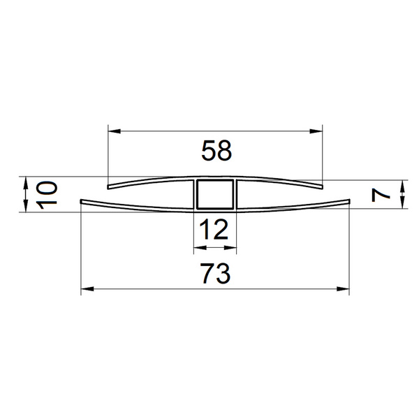 Polycarbonat H-Profil 2000mm für 6mm glasklar nur für den senkrechten Verbau