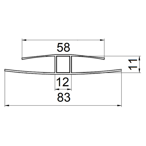 Polycarbonat H-Profil 2500mm für 10mm glasklar nur für den senkrechten Verbau