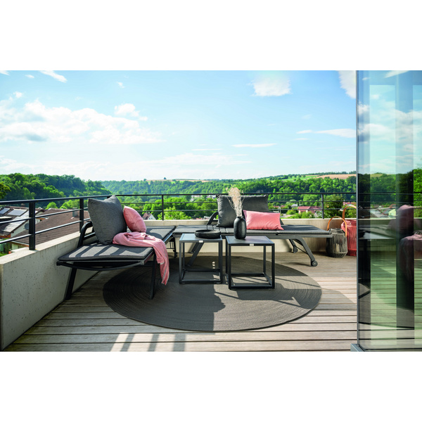 Beistelltisch John 45x45x45 cm Alum. schwarz matt Tischplatte Dekton Lava anthrazit