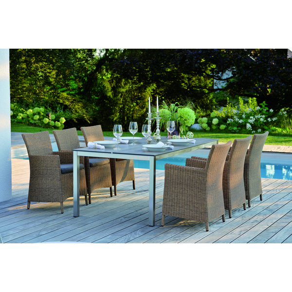 Sessel Sortino Geflecht zimt mit Kissen 100% Polyacryl Dessin rehbraun