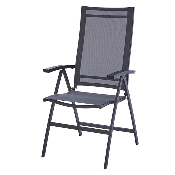 Valencia Hochlehner Edelstahl-Dunkelgrau - Schwarz/Silber Armlehne Alu