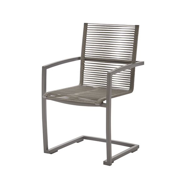 Valencia Swingstuhl - "Rope" Edelstahl-Dunkelgrau/ Rope Grau/ Armlehne Alu