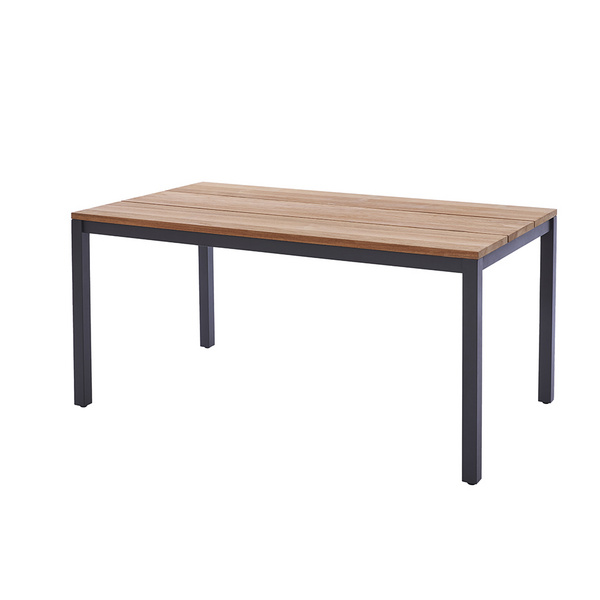 Tisch Ravenna 210x100cm 3 Planken Edelstahl-Dunkelgrau/Recycled Teak