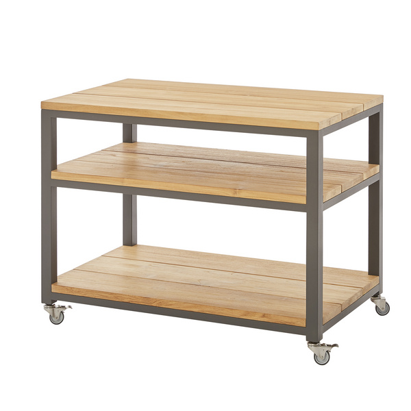 Piazza Beistelltisch 100x60cm Edelstahl Dunkelgrau/ Recycled Teak