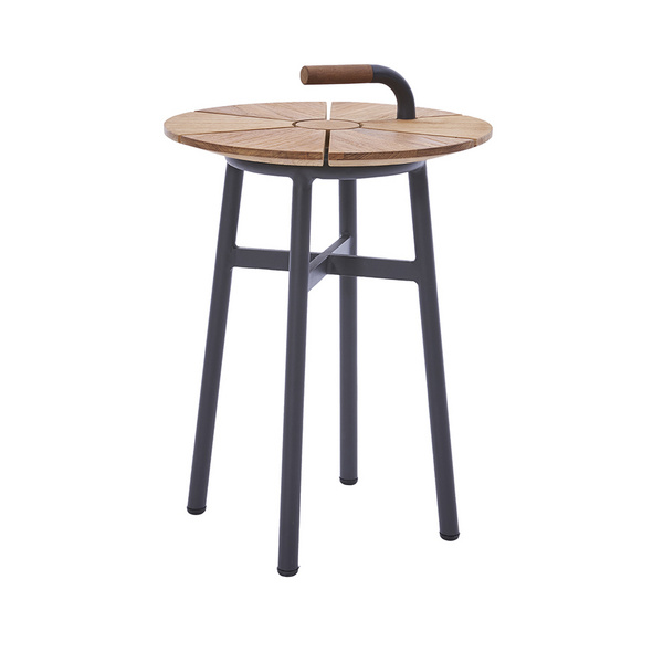 Beistelltisch Nora Ø42cm Aluminium-Dunkelgrau/Recycled Teak