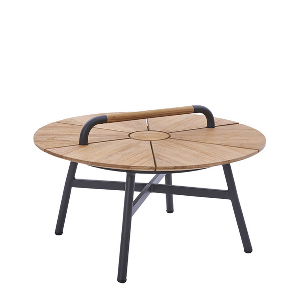 Beistelltisch Nora Ø70cm Aluminium-Dunkelgrau/Recycled Teak