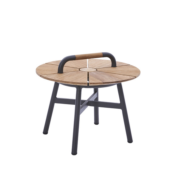 Beistelltisch Nora Ø50cm Aluminium-Dunkelgrau/Recycled Teak