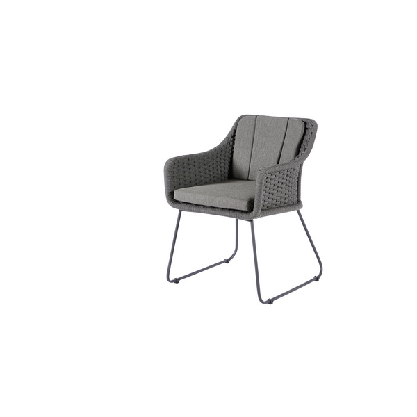 Korfu Stuhl - Dark grey - Rope-Dunkelgrau/Edelstahl Dunkelgrau - inkl. Sitzkissen